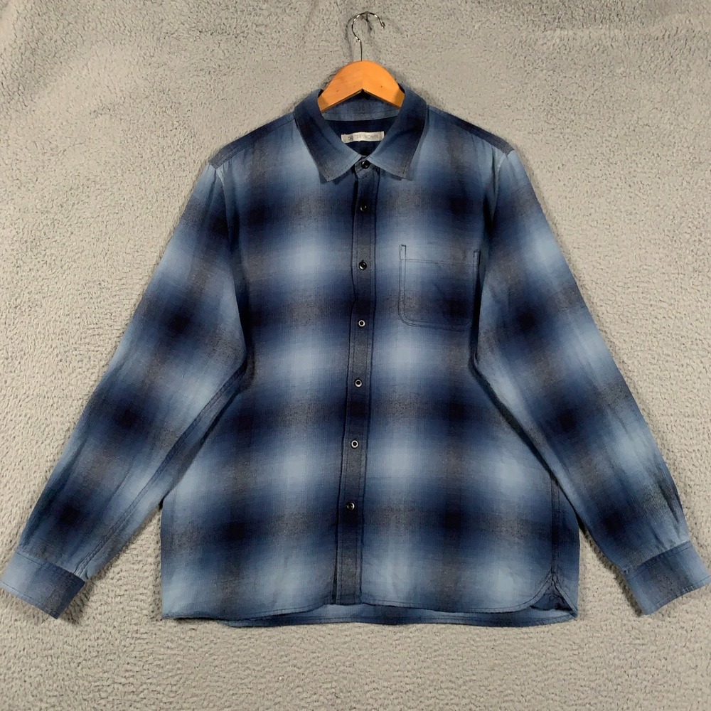 Outerknown Transitional Flannel Blanket Shirt Men's XL Blue Plaid Button Down